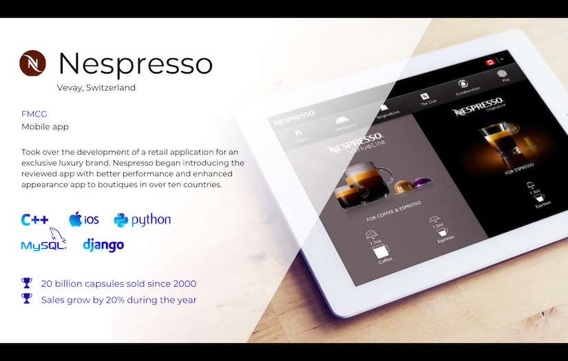 Nespresso: iOS application for coffee retail screenshot 1